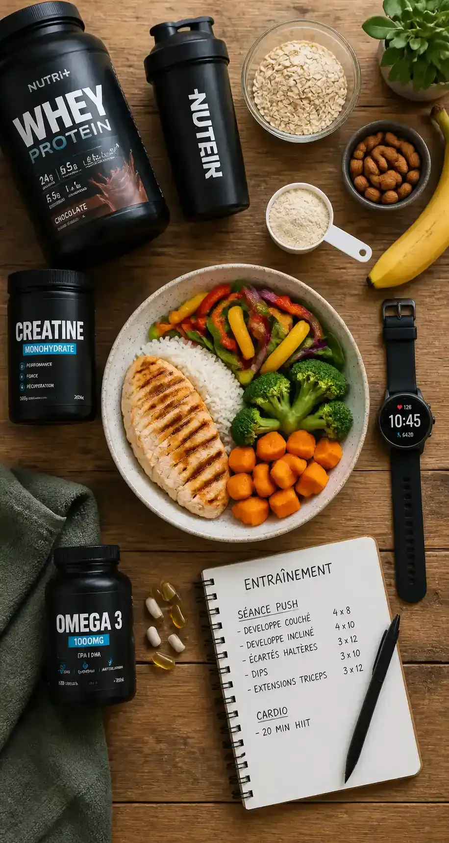 Repas et compléments de nutrition sportive