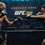 Carte UFC 309 : Jones vs Miocic devant la cage UFC