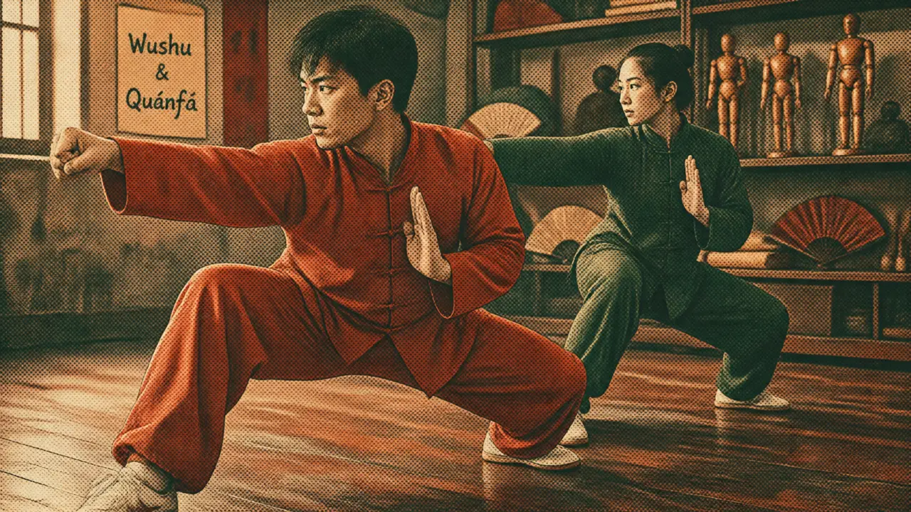 Arts martiaux en chine : wushu et quánfǎ en salle, enchaînement