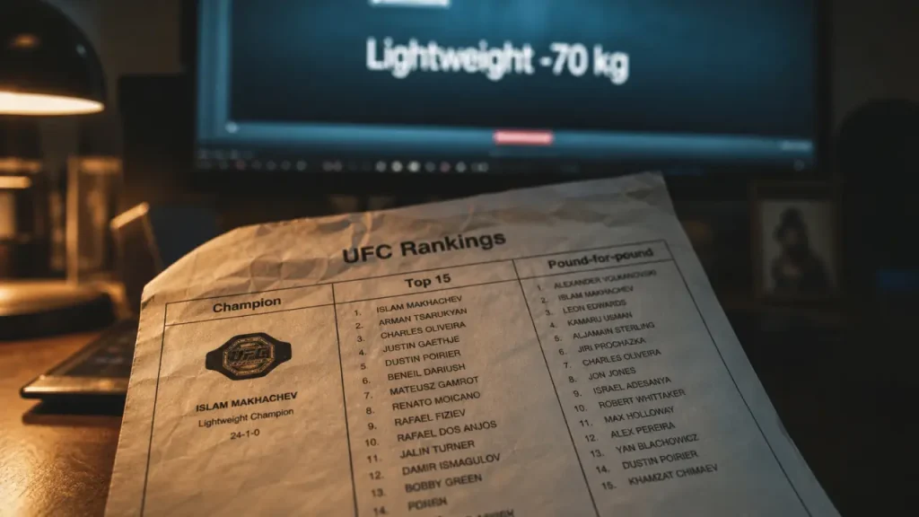 Classement UFC 70 kg : le Top 15 des poids légers et la différence avec le pound-for-pound