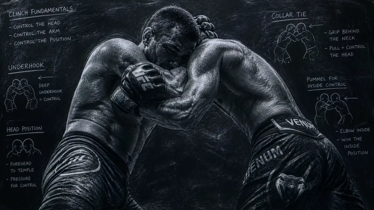 Clinchs MMA : contrôle et frappe en clinch, vue rapprochée