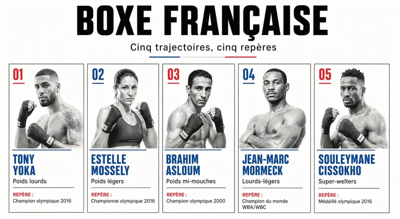 Boxeur francais : infographie comparative des principaux noms, catégories et palmarès