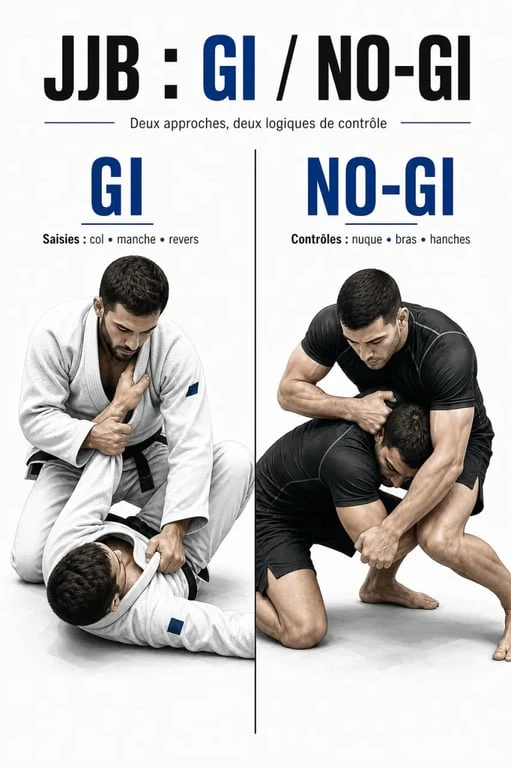 Sport jjb : comparaison visuelle entre pratique en gi et no-gi