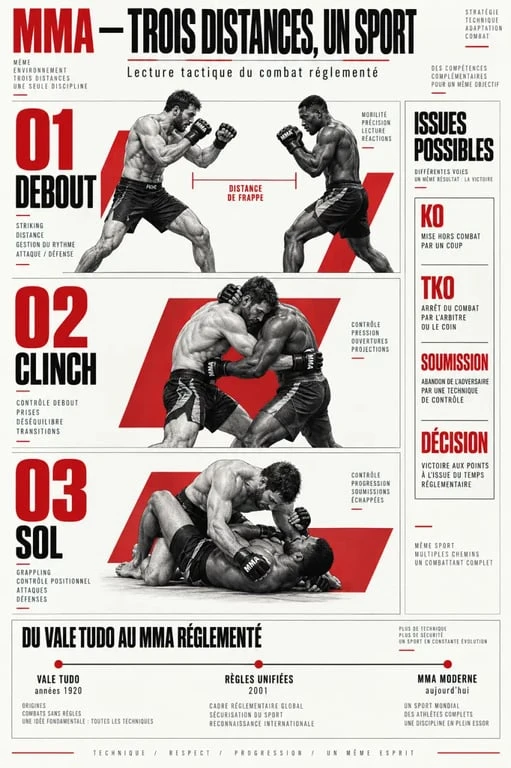 Sport combat MMA : phases de combat, règles et issues possibles